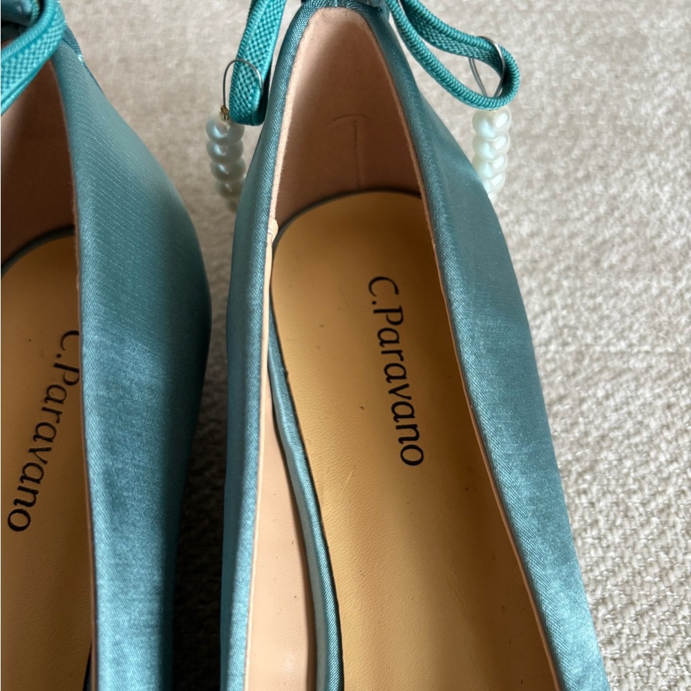 NWT C. Paravano blue satin flats - Picture 8 of 13